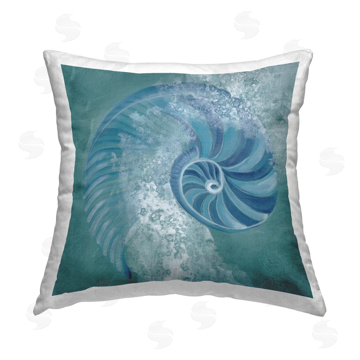 Blue Nautilus Water Splash Decorative Printed Pillow, Home Decor by Liz Jardine