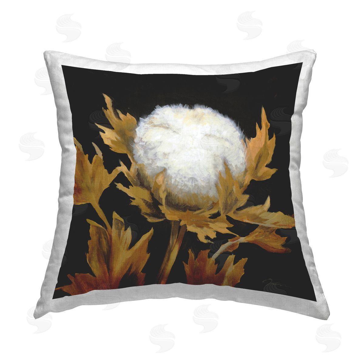 Cotton Flower Blossom Decorative Printed Pillow, Home Decor by Liz Jardine