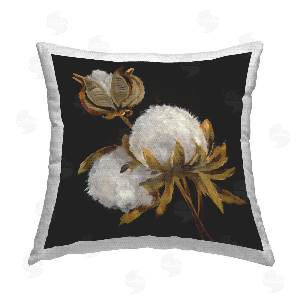 Budding Cotton Flowers Outdoor Printed Pillow, Home Decor by Liz Jardine