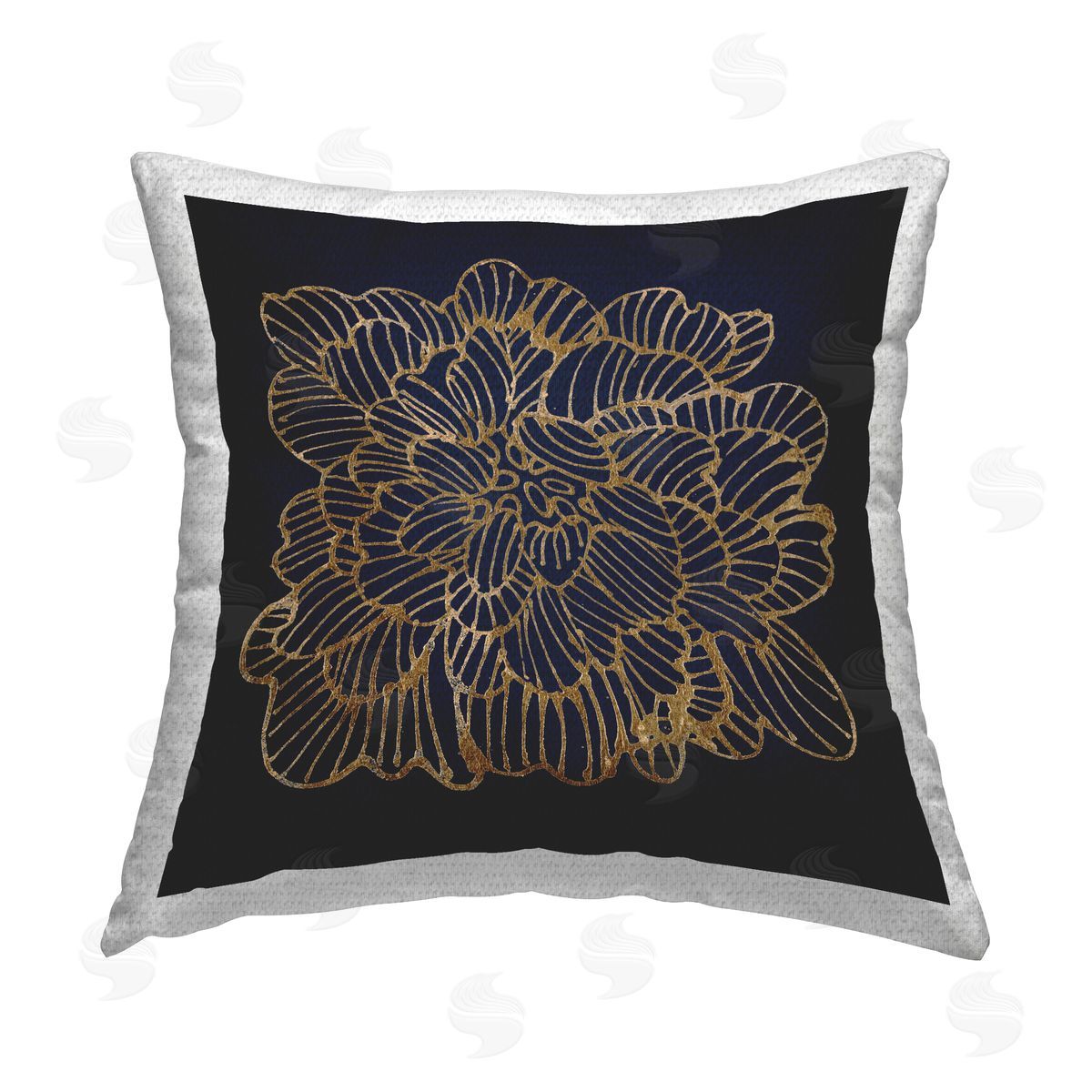 Black Glam Abstract Flower Outdoor Printed Pillow, Home Decor by Liz Jardine
