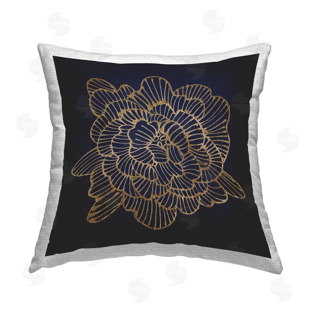 Contemporary Black Glam Flower Outdoor Printed Pillow, Home Decor by Liz Jardine