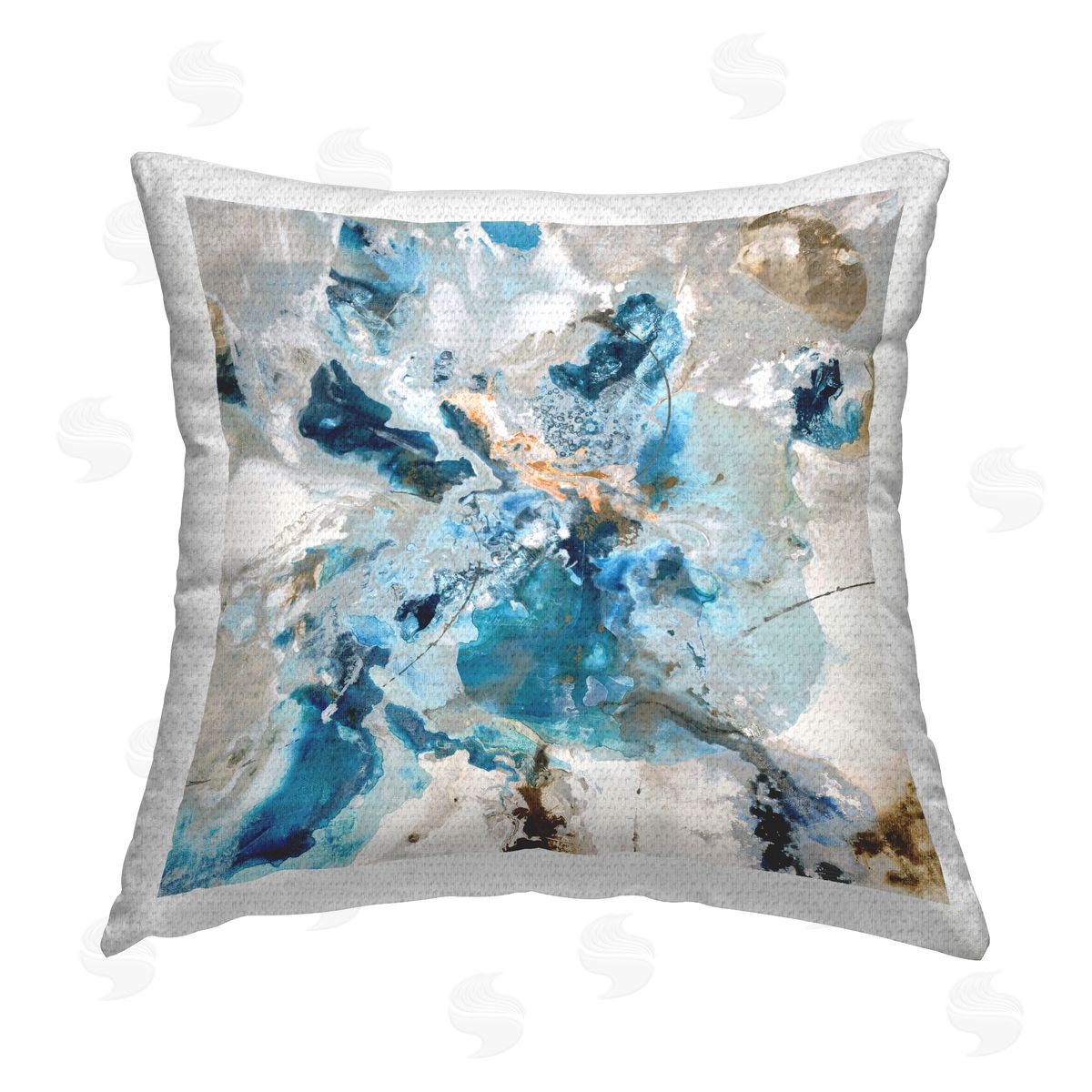Blue Swirling Abstraction Outdoor Printed Pillow, Home Decor by Liz Jardine