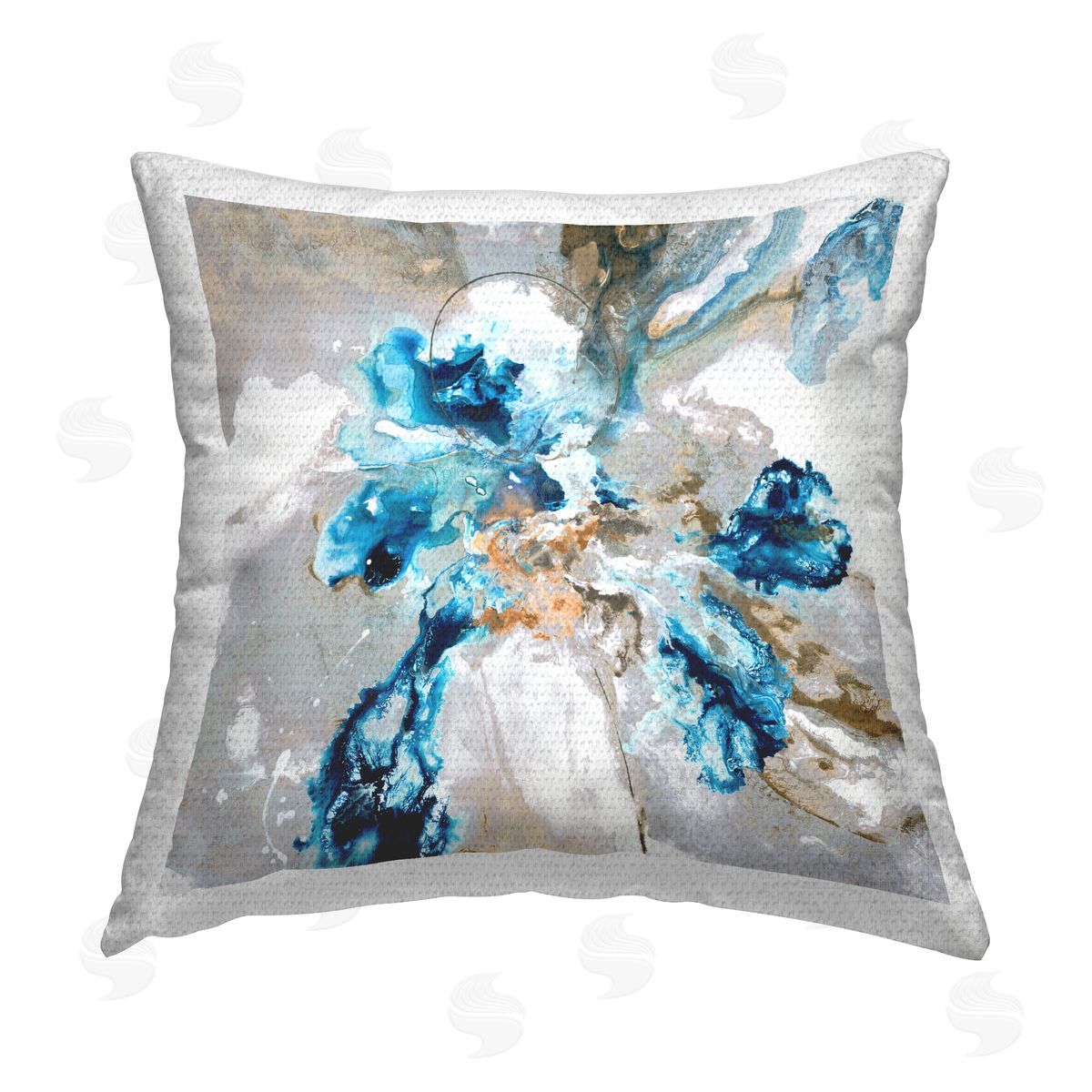 Blue & Grey Abstract Ripples Outdoor Printed Pillow, Home Decor by Liz Jardine
