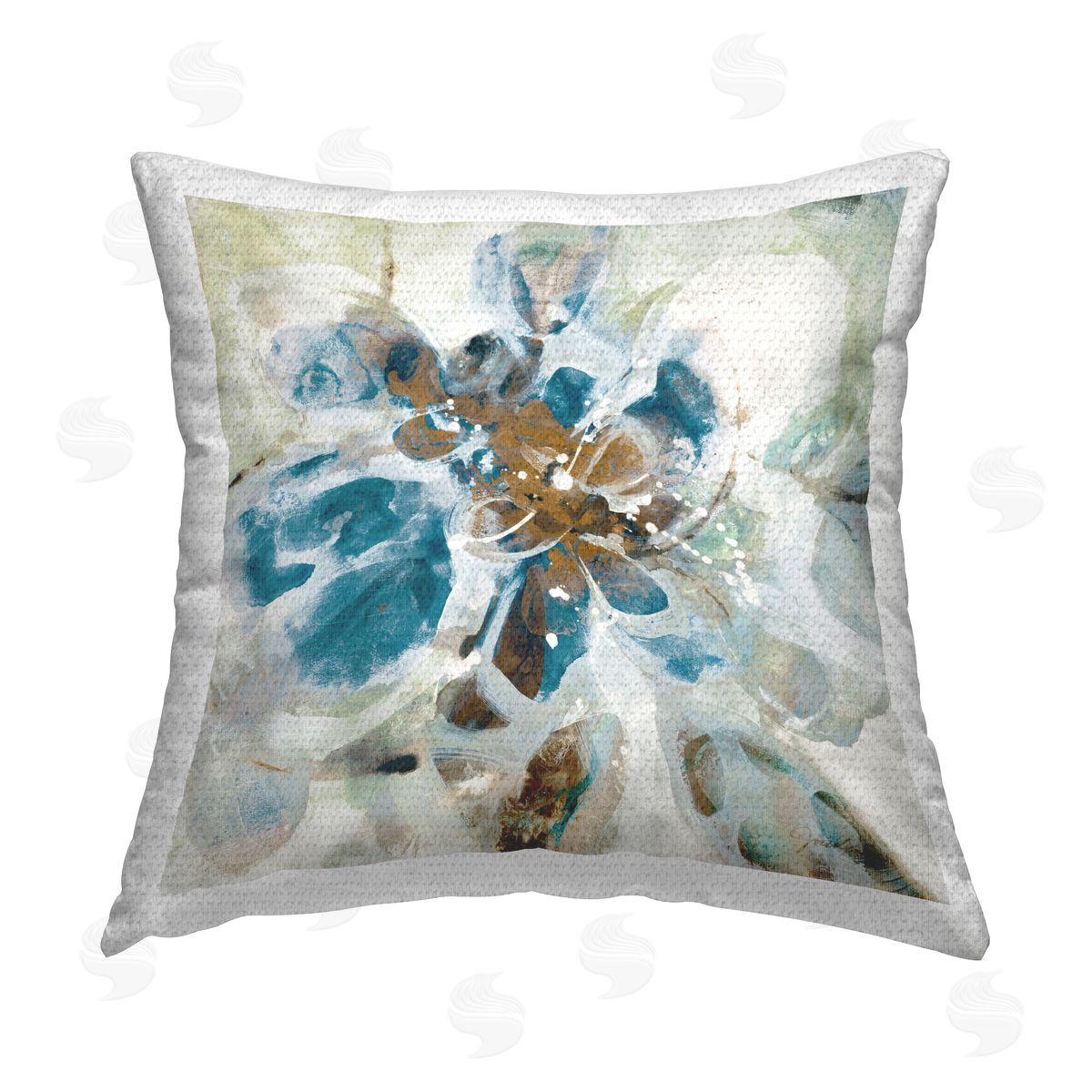 Blue Floral Abstraction Outdoor Printed Pillow, Home Decor by Liz Jardine