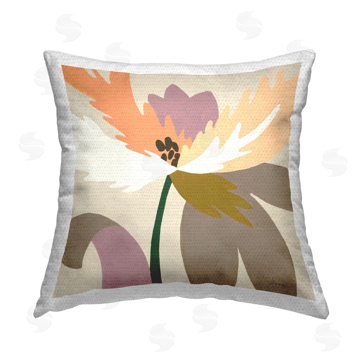 Modern Orange Lily Flower Outdoor Printed Pillow, Home Decor by Liz Jardine