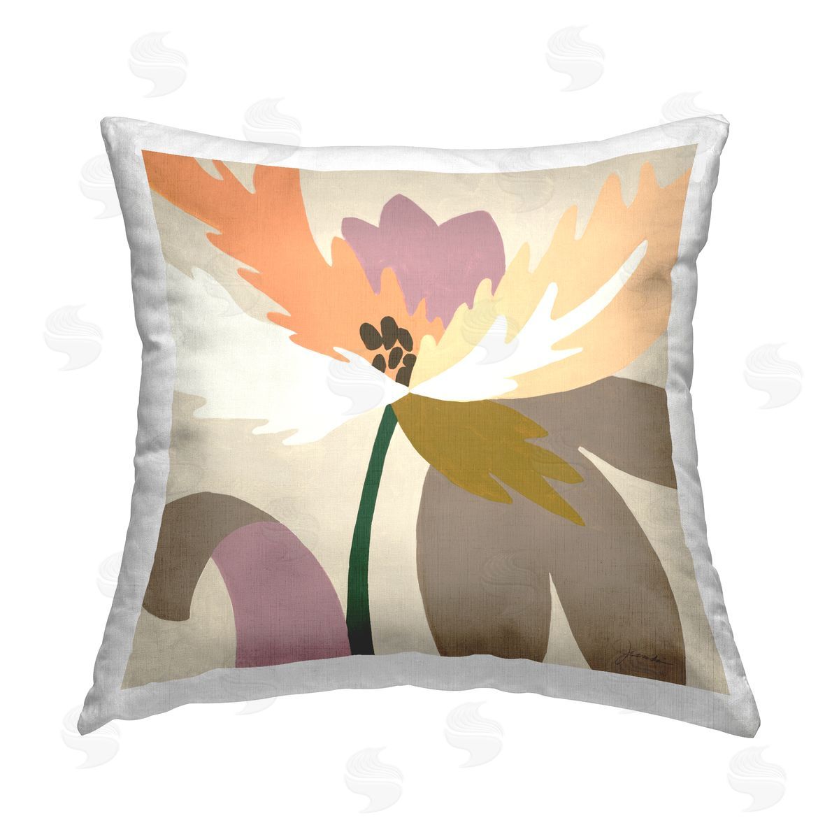 Modern Orange Lily Flower Decorative Printed Pillow, Home Decor by Liz Jardine