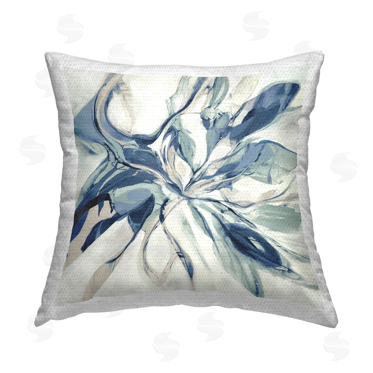 Asymmetrical Blue Abstraction Outdoor Printed Pillow, Home Decor by Sarah Stockstill