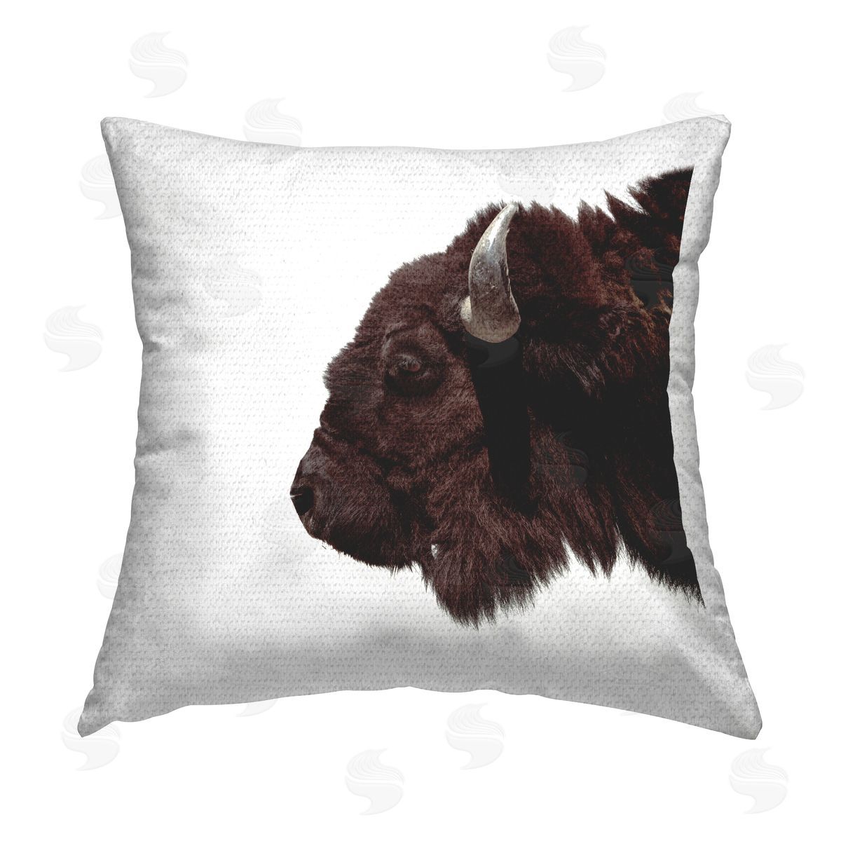 Bison with White Background Outdoor Printed Pillow, Home Decor by Elephant Stock