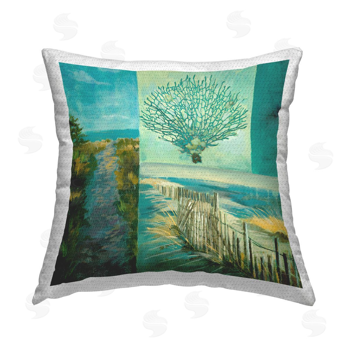 Nautical Beach Path Scenes Outdoor Printed Pillow, Home Decor by Liz Jardine