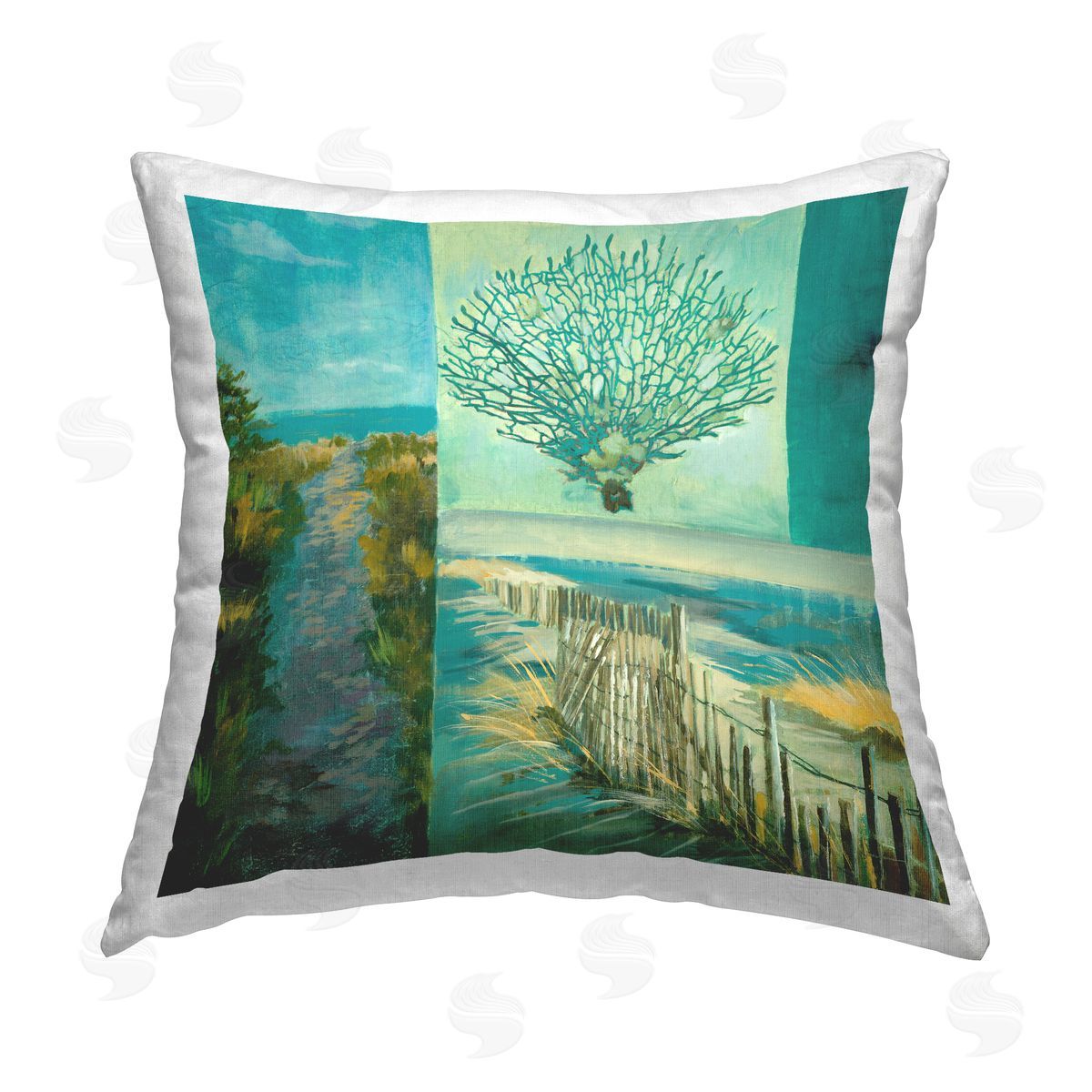 Nautical Beach Path Scenes Decorative Printed Pillow, Home Decor by Liz Jardine