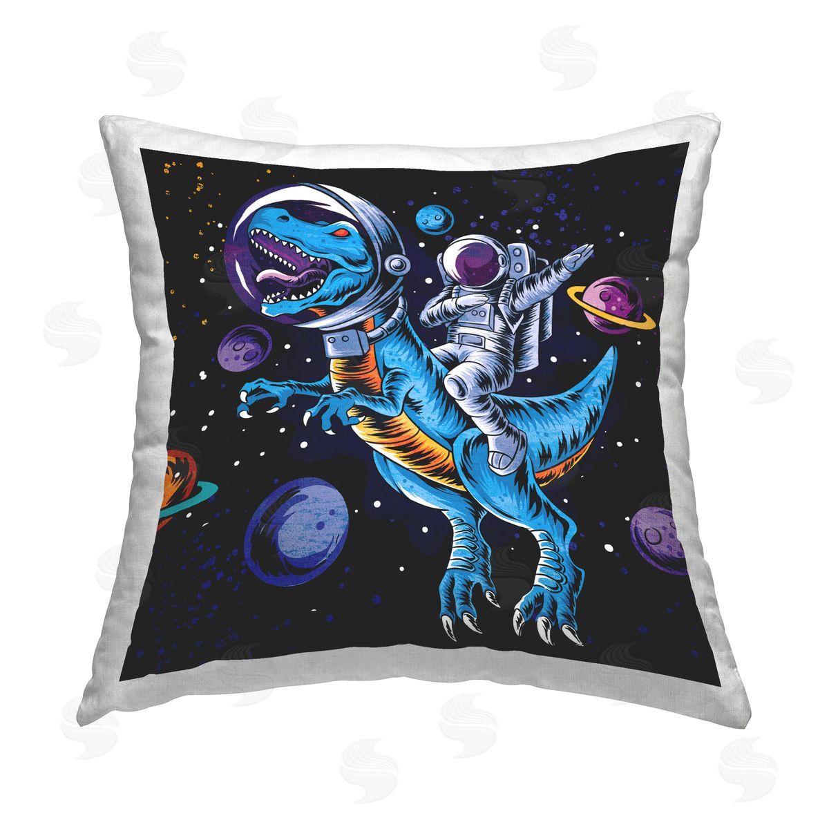 Dinosaur & Astronaut Outer Space Decorative Printed Pillow, Home Decor by Elephant Stock