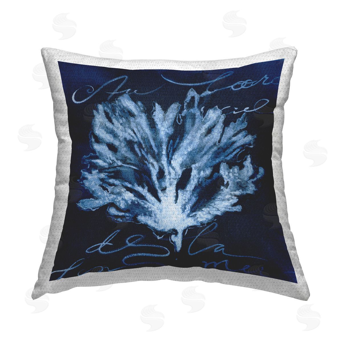 Deep Blue Marine Coral Outdoor Printed Pillow, Home Decor by Liz Jardine