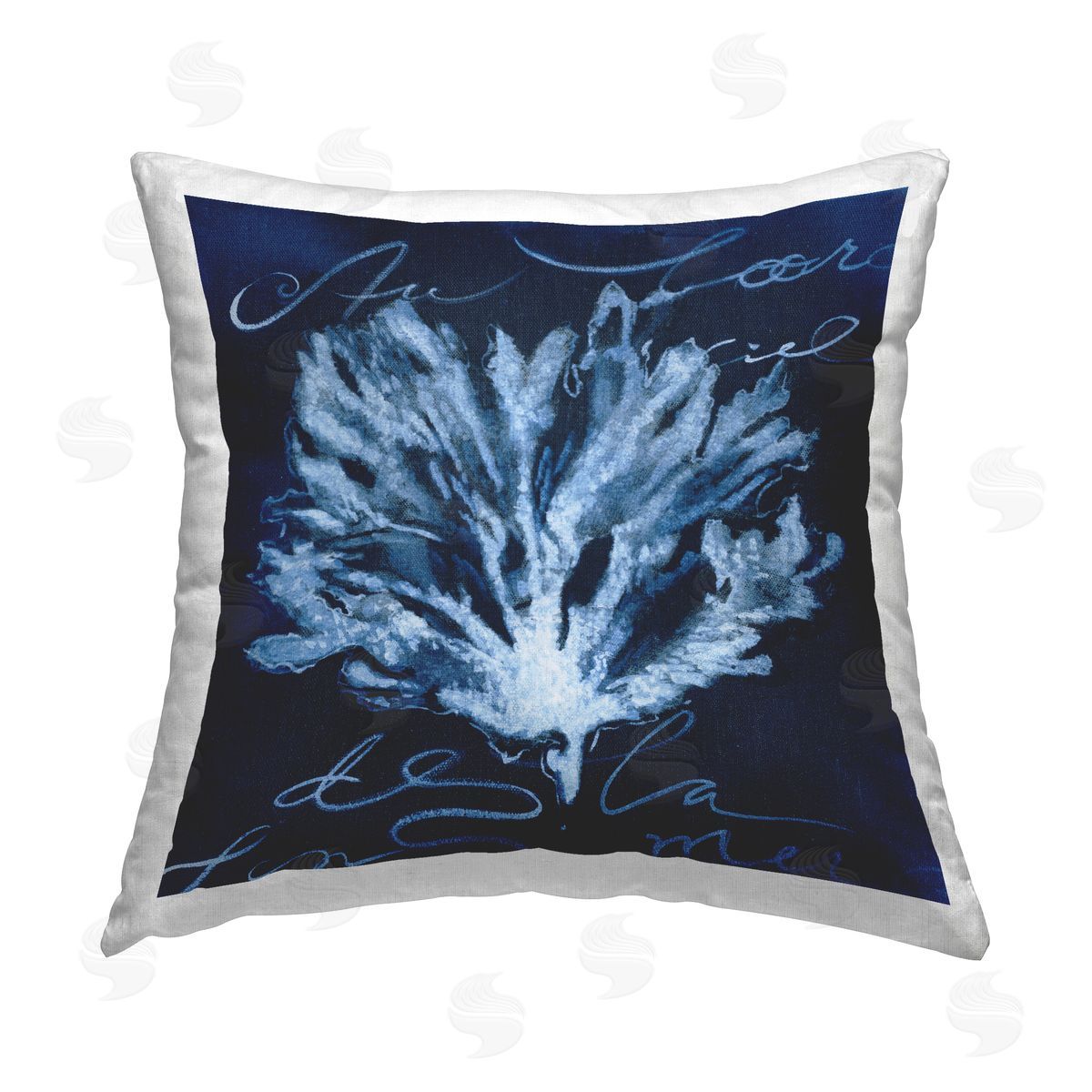Deep Blue Marine Coral Decorative Printed Pillow, Home Decor by Liz Jardine