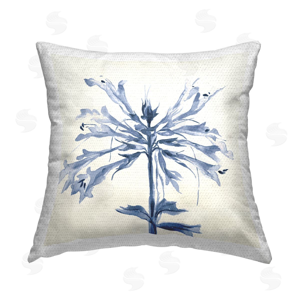 Modern Blue Abstract Flower Outdoor Printed Pillow, Home Decor by Liz Jardine