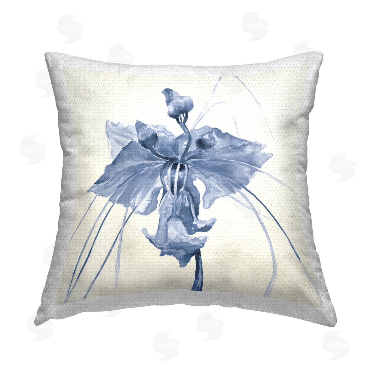 Blue Iris Flower Blossom Outdoor Printed Pillow, Home Decor by Liz Jardine