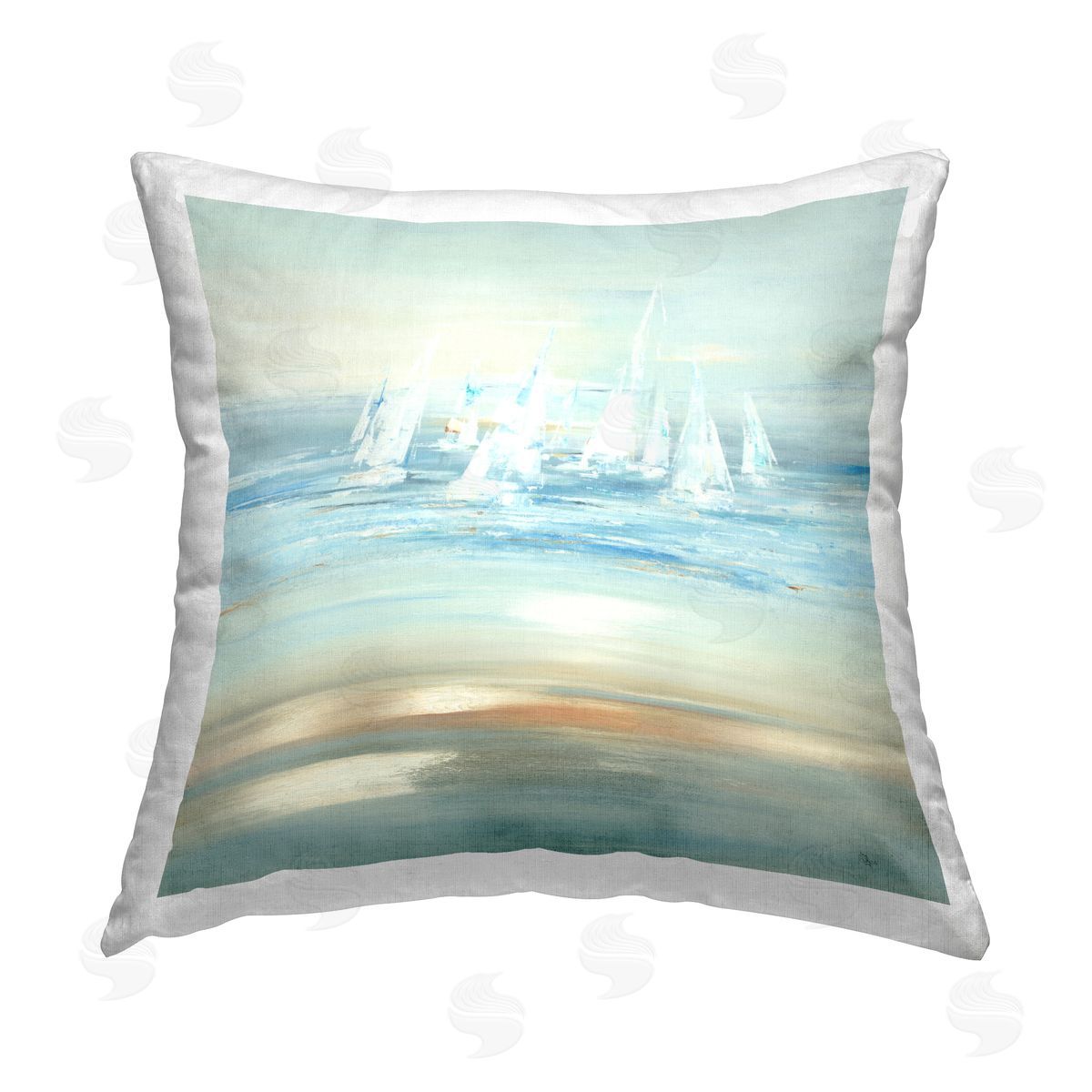 Sailboat Fleet Nautical View Decorative Printed Pillow, Home Decor by Lisa Ridgers