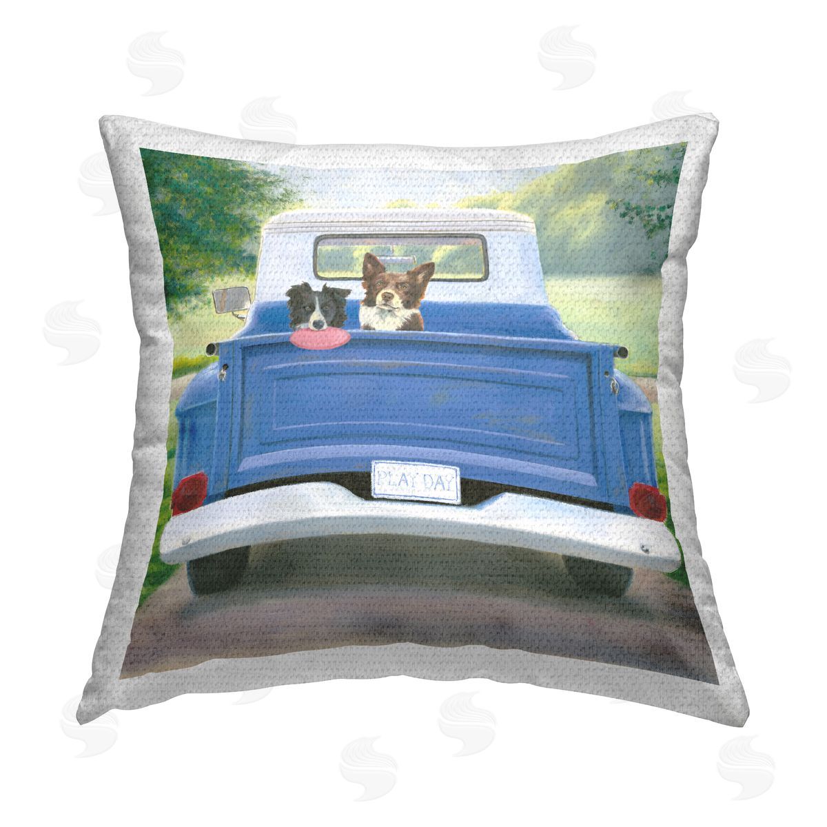 Dogs in Pickup Truck Outdoor Printed Pillow, Home Decor by James Wiens