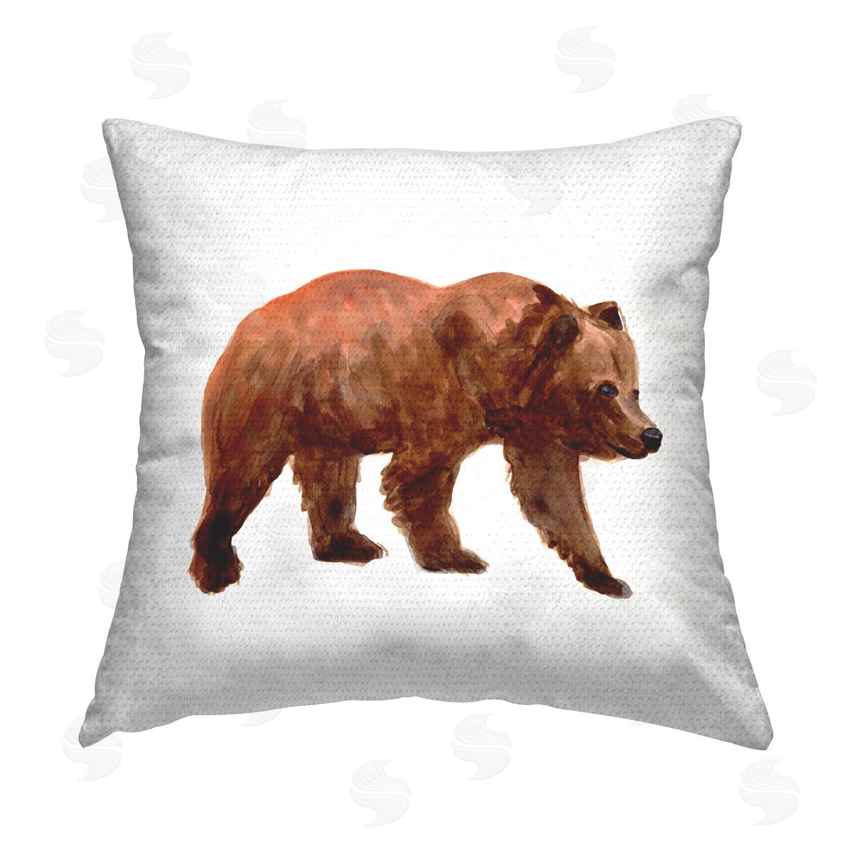 Woodland Brown Bear Outdoor Printed Pillow, Home Decor by June Erica Vess