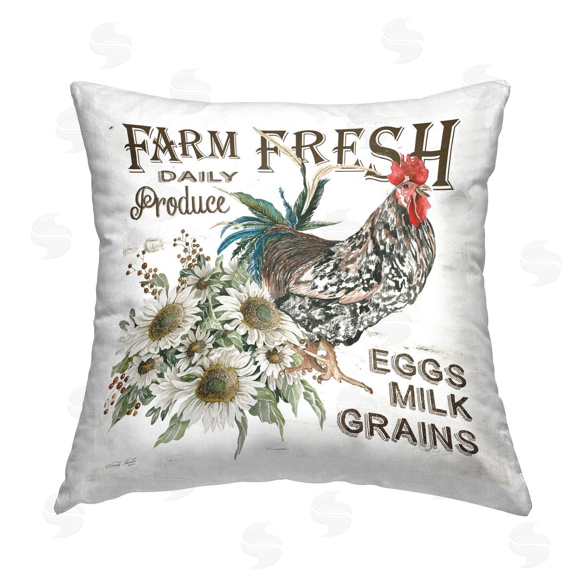 Rustic Farm Fresh Production Decorative Printed Pillow, Home Decor by Cindy Jacobs