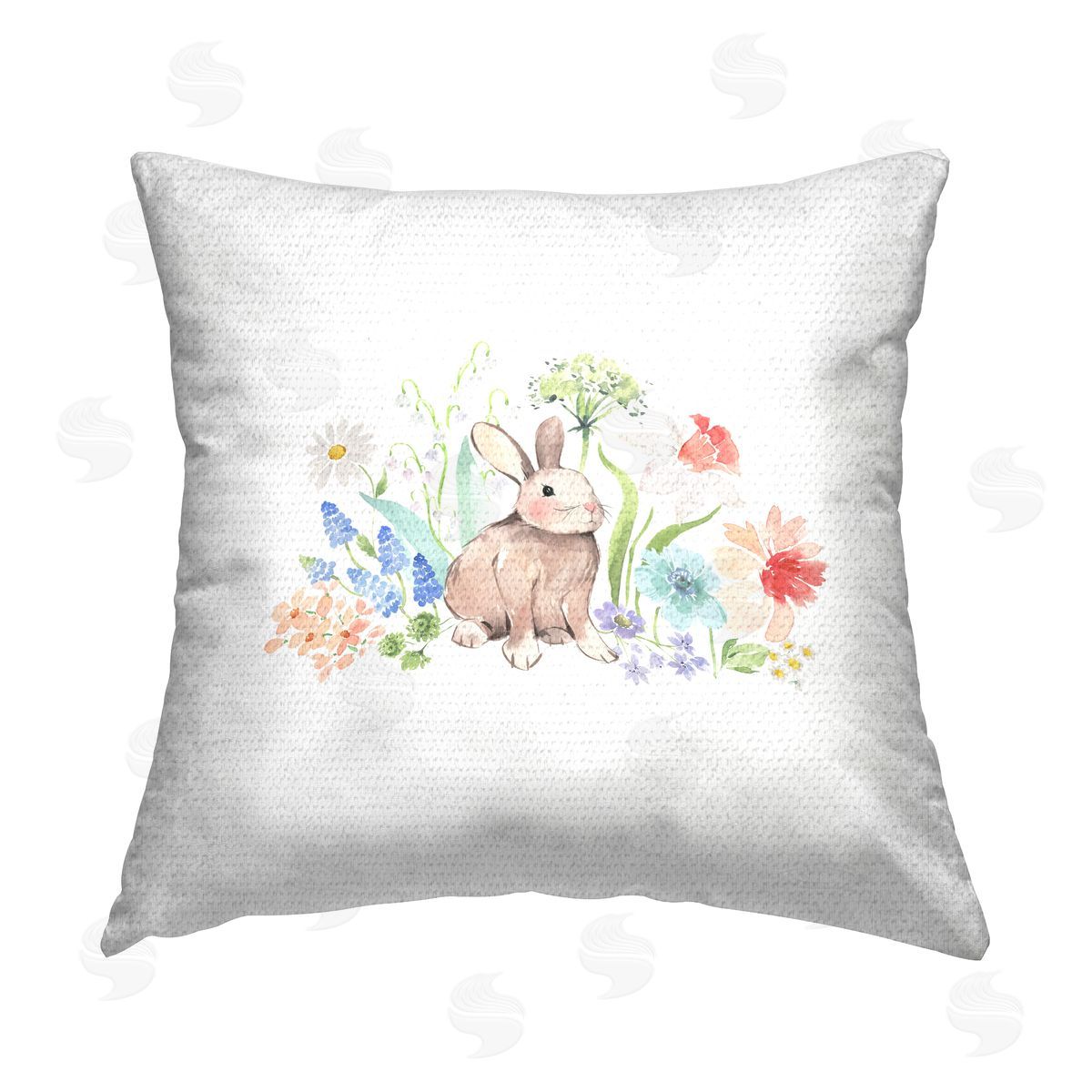Rabbit & Spring Florals Outdoor Printed Pillow, Home Decor by Heather Lee Chan