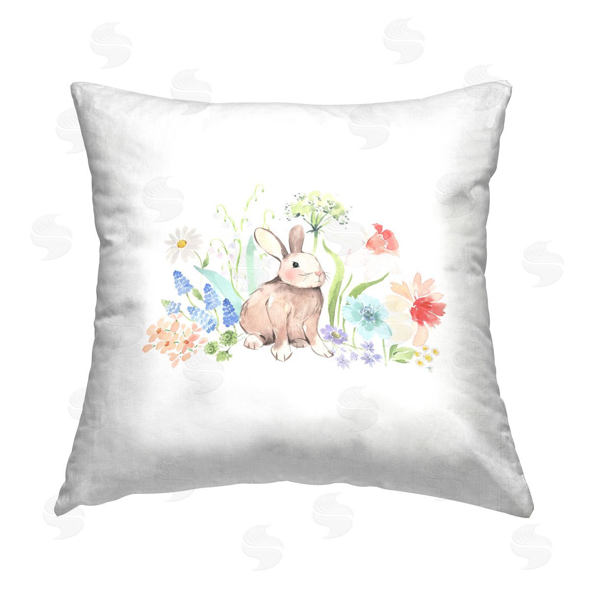 Rabbit & Spring Florals Decorative Printed Pillow, Home Decor by Heather Lee Chan