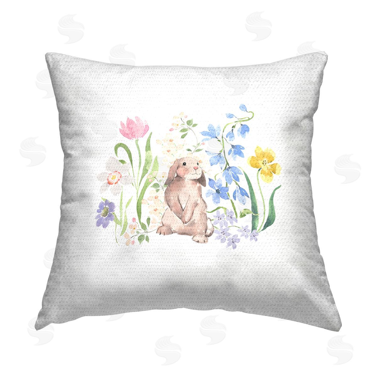 Bunny in Pastel Garden Outdoor Printed Pillow, Home Decor by Heather Lee Chan
