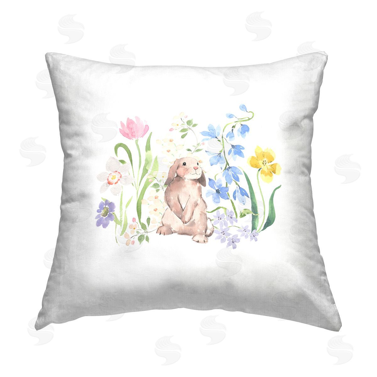 Bunny in Pastel Garden Decorative Printed Pillow, Home Decor by Heather Lee Chan