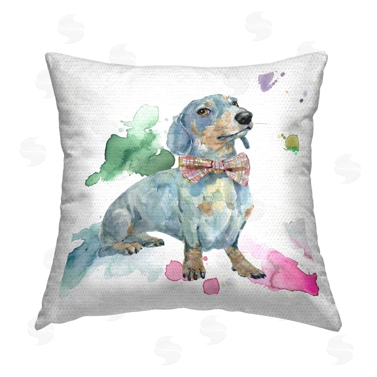 Dachshund Wearing Bowtie Outdoor Printed Pillow, Home Decor by Livi and Finn