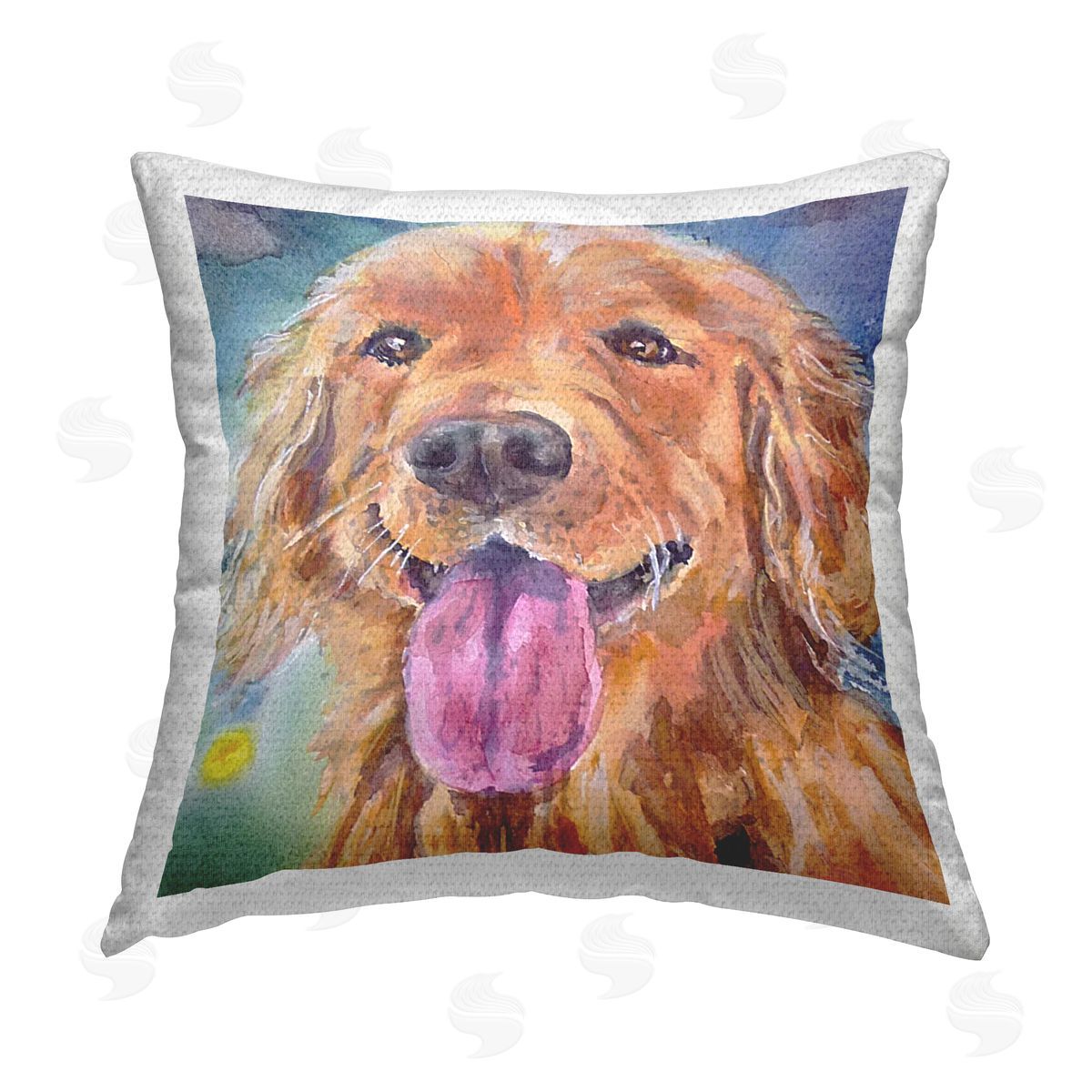Happy Golden Retriever Outdoor Printed Pillow, Home Decor by MB Cunningham