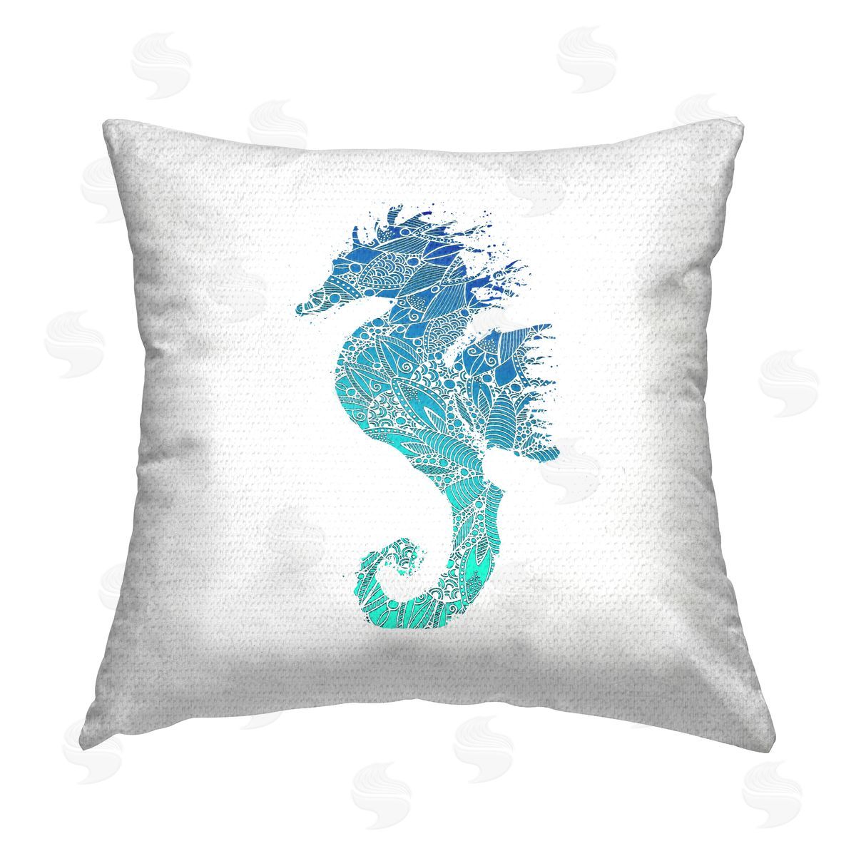 Abstract Patterned Seahorse Outdoor Printed Pillow, Home Decor by Sebastian Grafmann