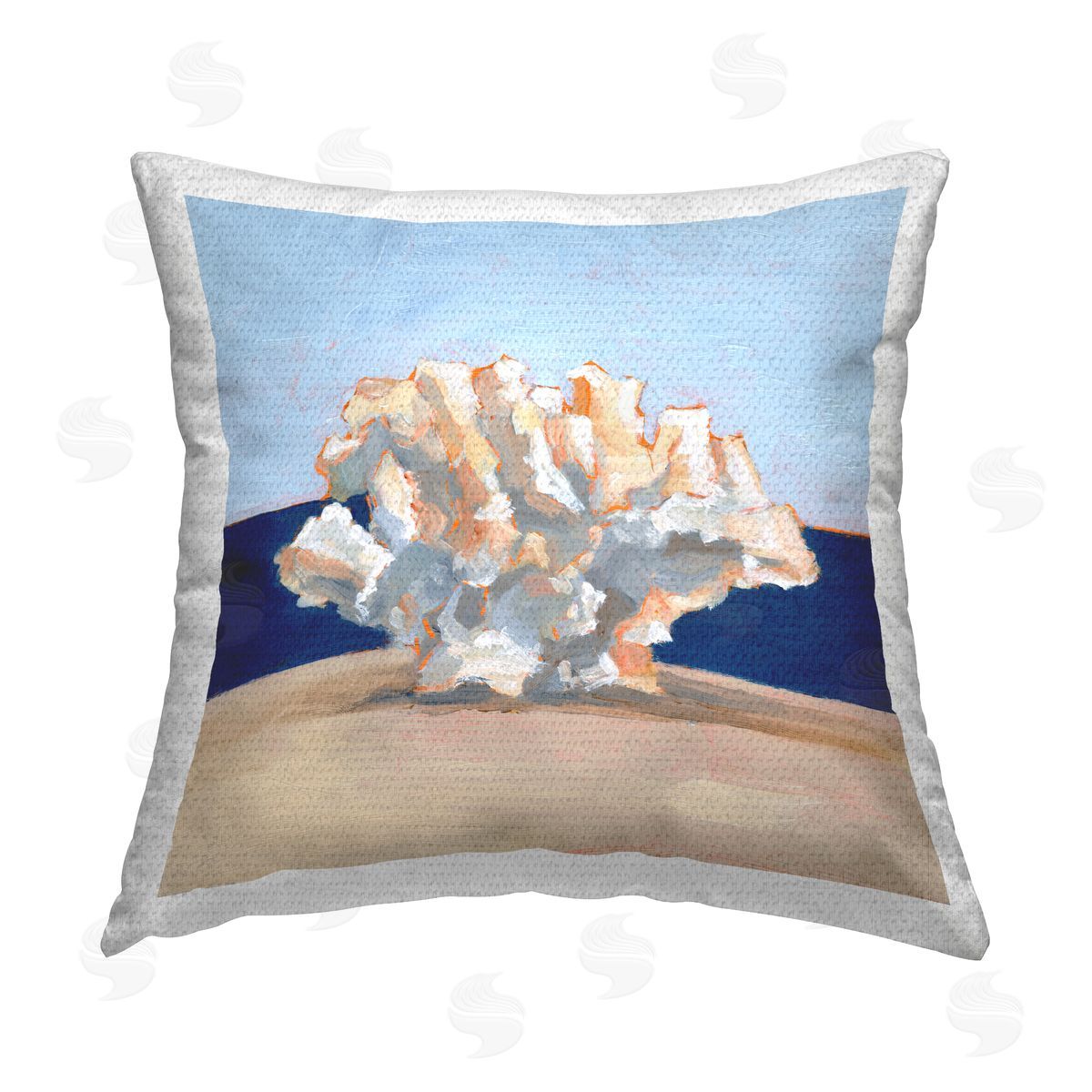 Ocean Coral on Blue Outdoor Printed Pillow, Home Decor by Ethan Harper