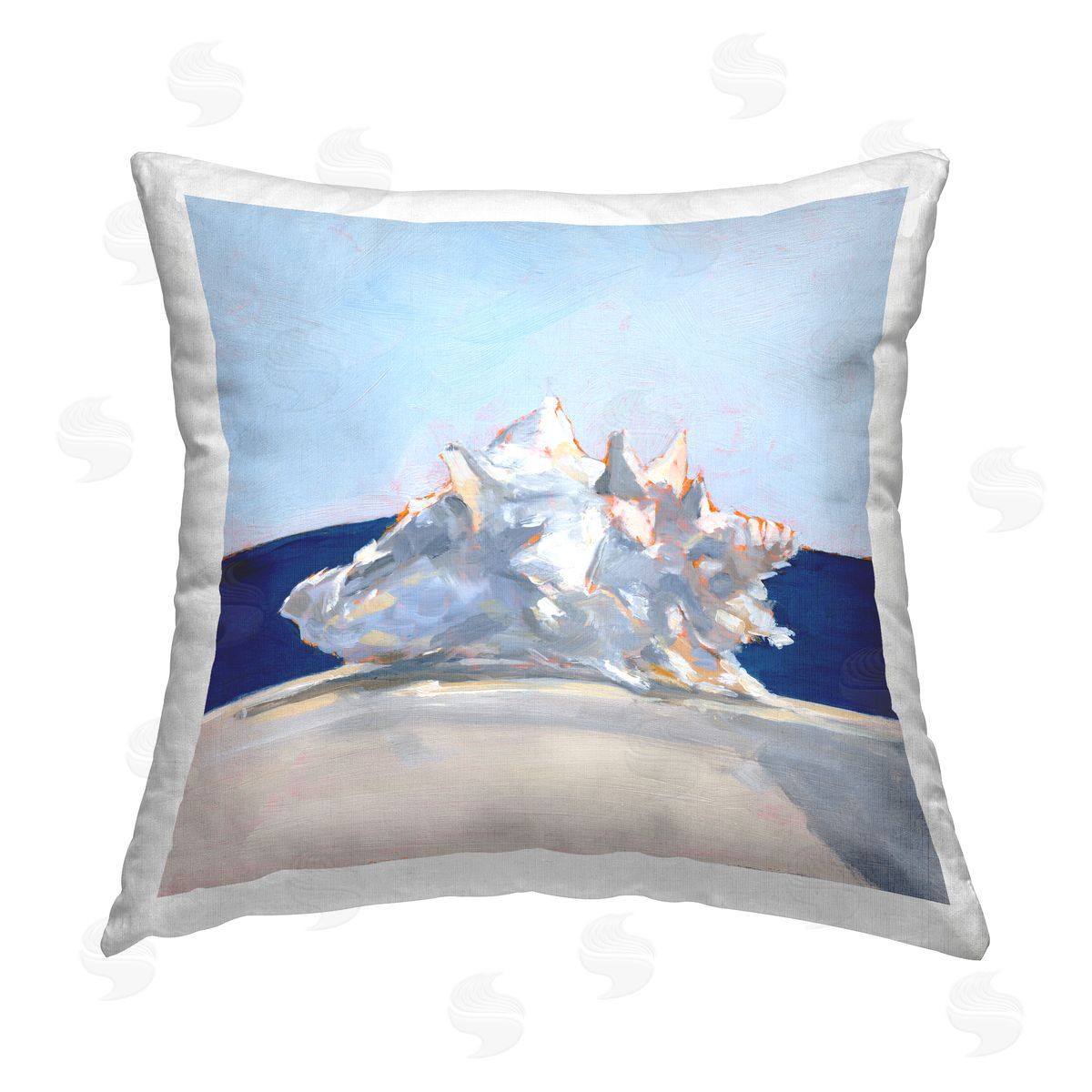 Blue Modern Conch Shell Decorative Printed Pillow, Home Decor by Ethan Harper