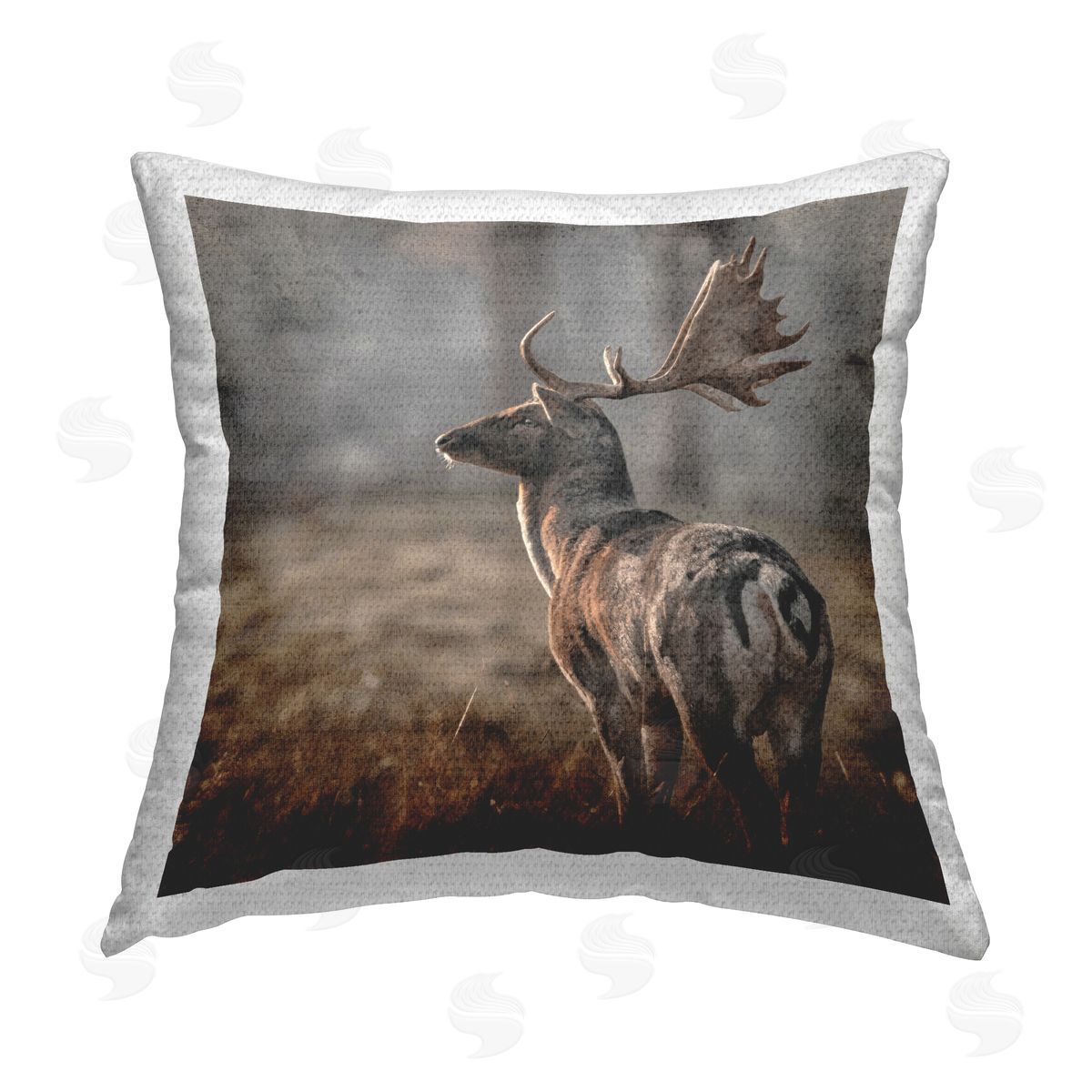 Moose Stag in Nature Outdoor Printed Pillow, Home Decor by LSR Design Studio