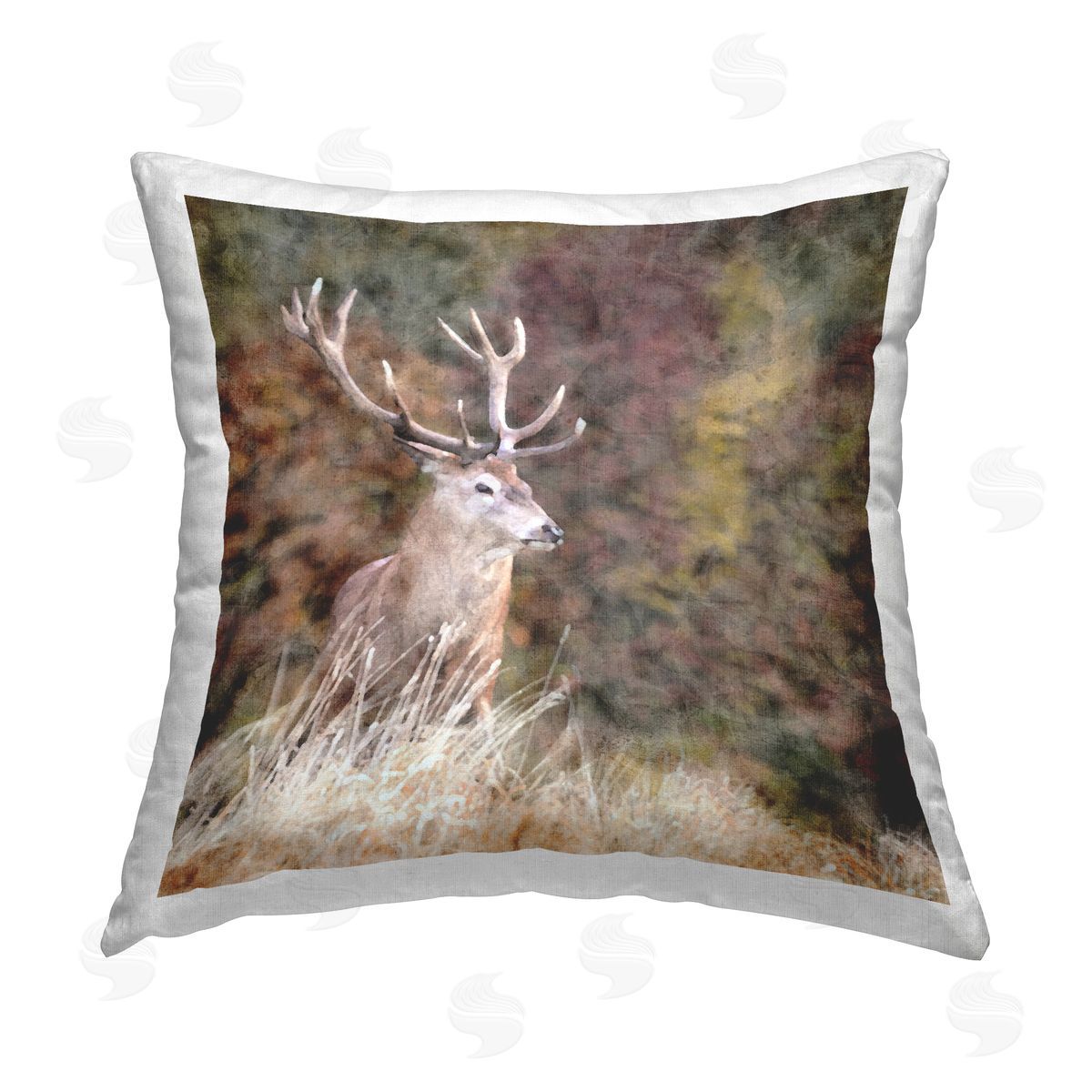 Elk in Woodland Forest Decorative Printed Pillow, Home Decor by LSR Design Studio