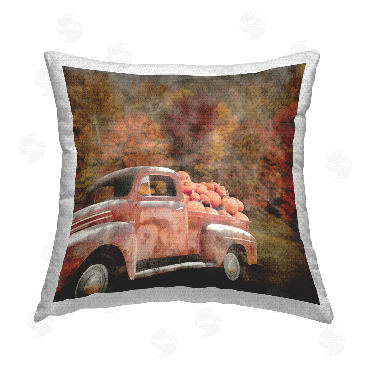 Autumn Pickup with Pumpkins Outdoor Printed Pillow, Home Decor by LSR Design Studio