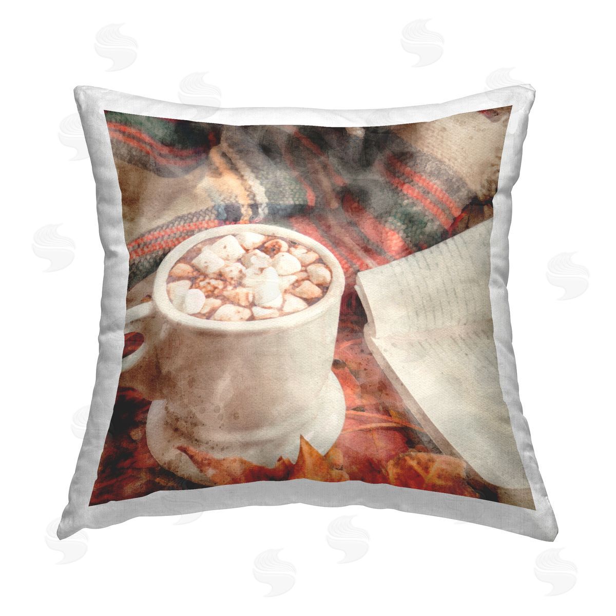 Cozy Autumn Cocoa Mug Decorative Printed Pillow, Home Decor by LSR Design Studio