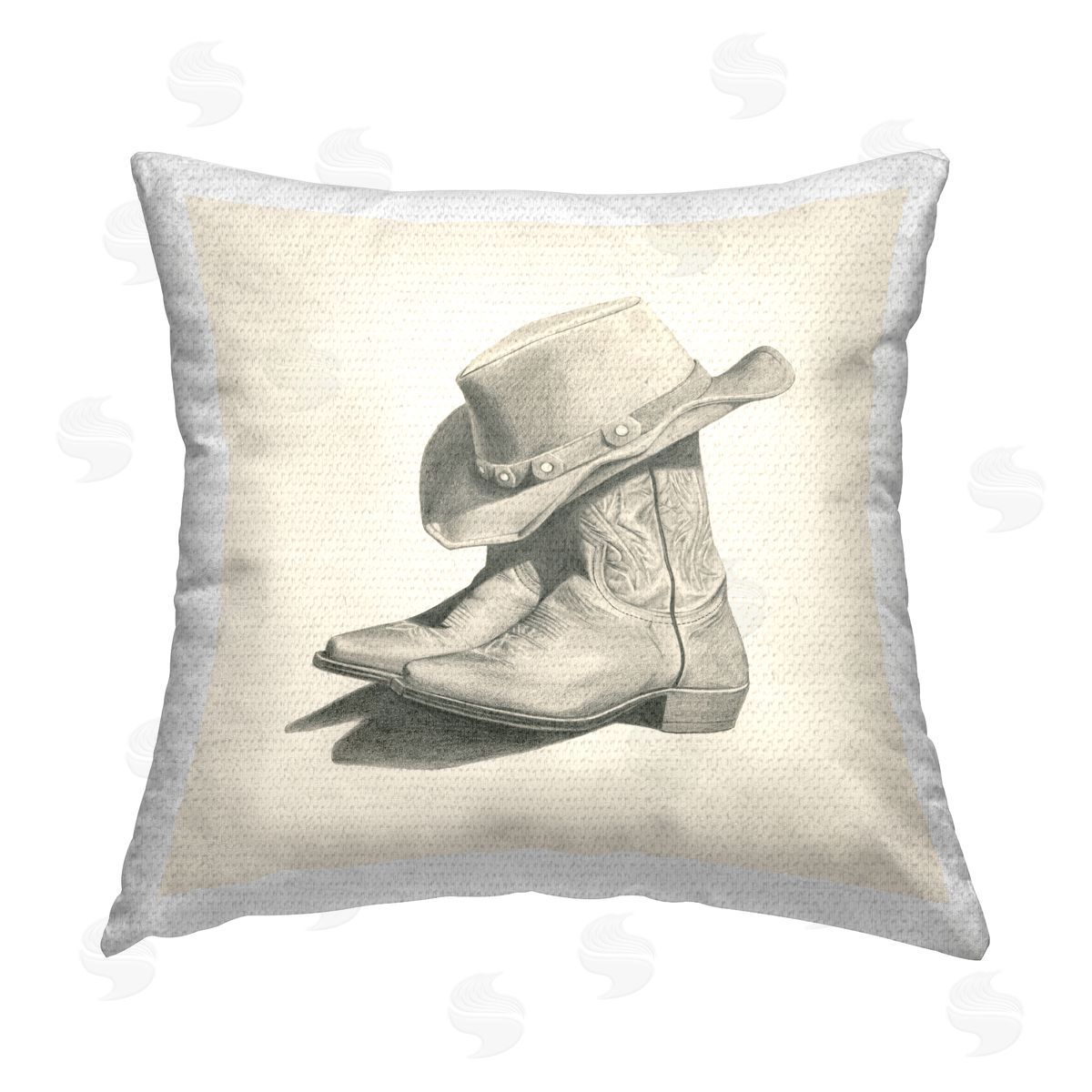 Cowboy Hat & Boots Outdoor Printed Pillow, Home Decor by Grace Popp