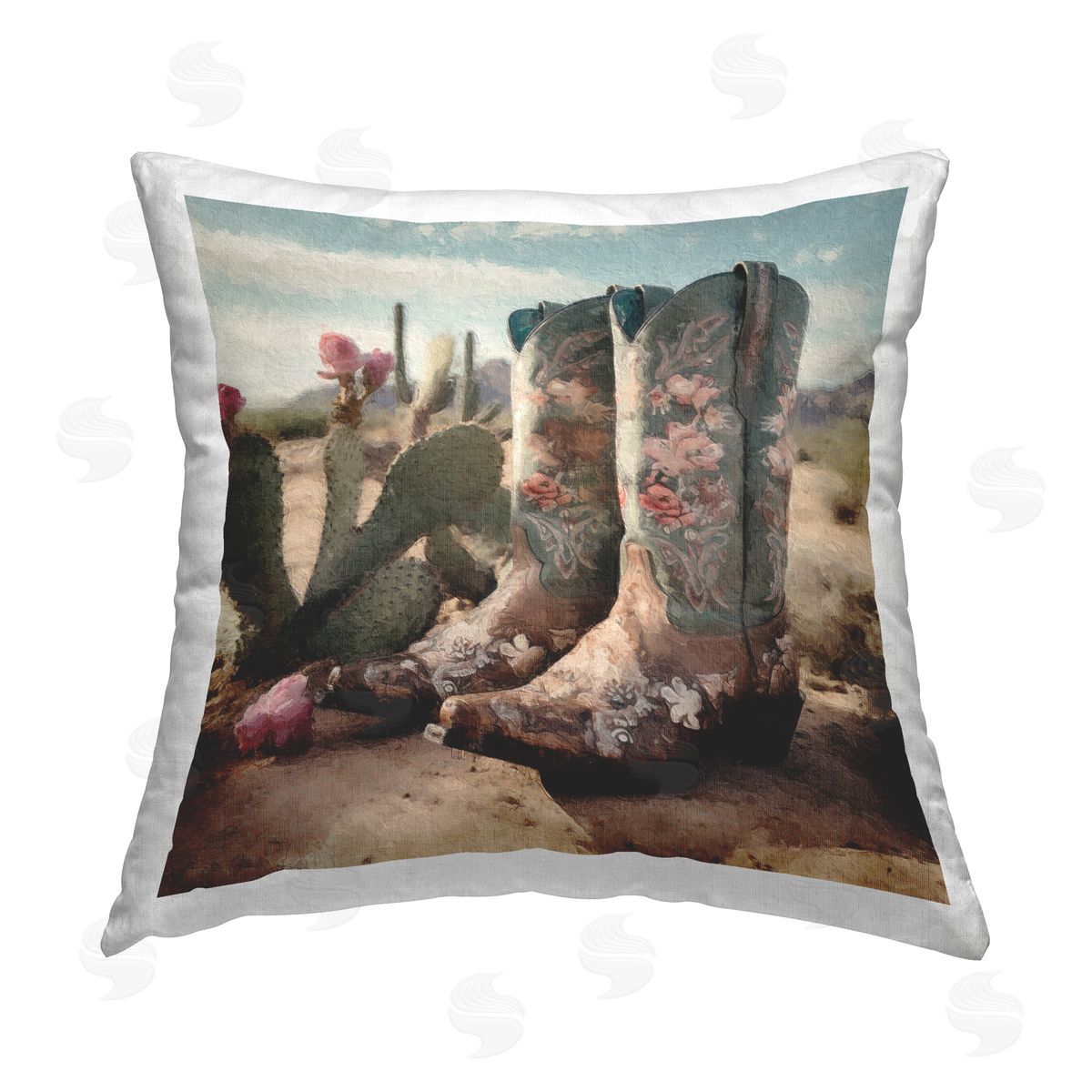 Cowgirl Desert Landscape Decorative Printed Pillow, Home Decor by LSR Design Studio