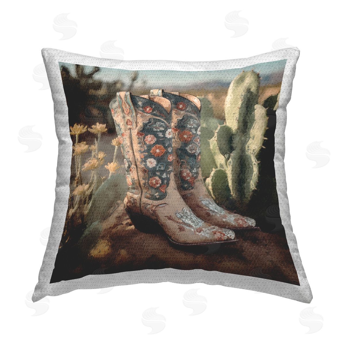 Southwestern Boots Landscape Outdoor Printed Pillow, Home Decor by LSR Design Studio