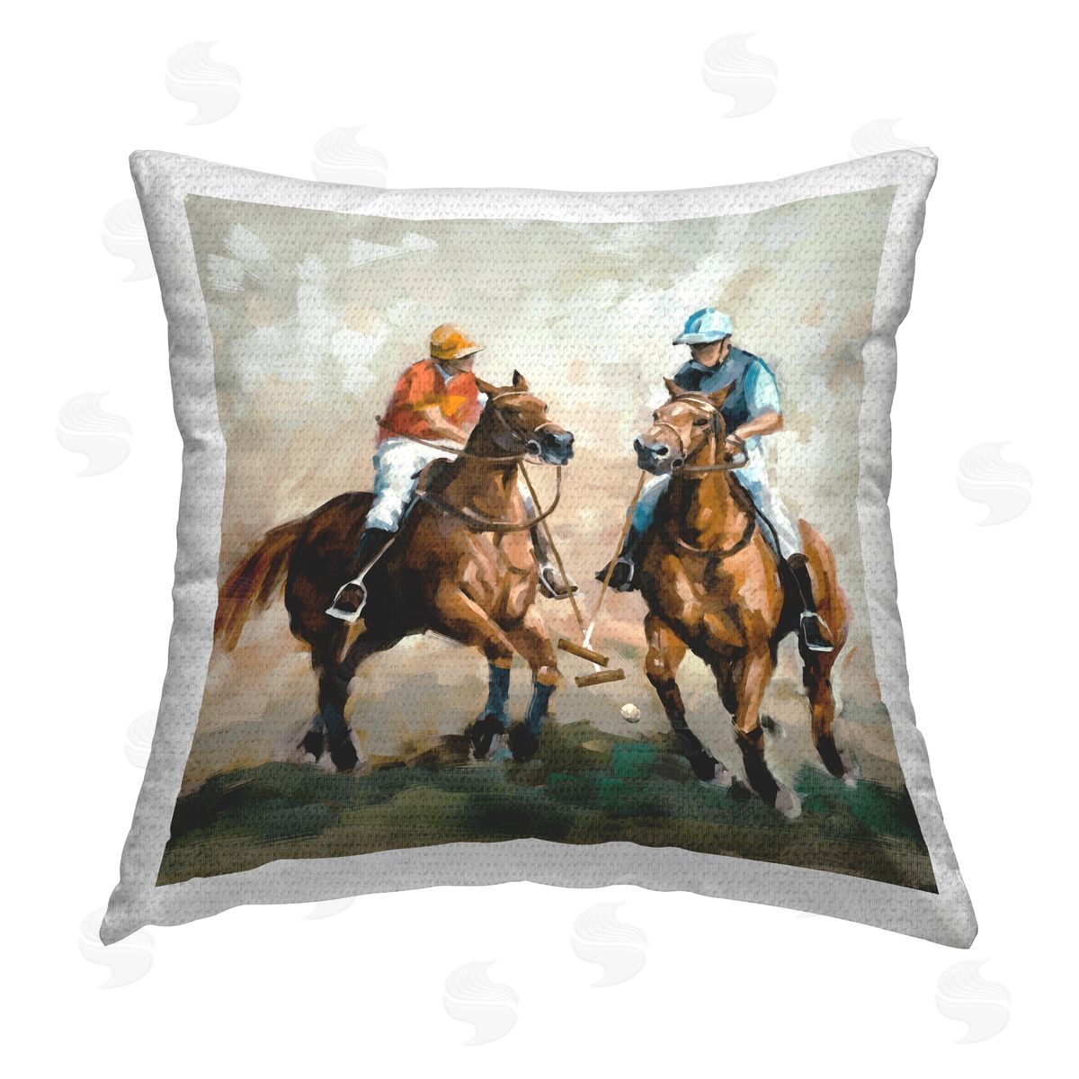 Equestrian Polo Players Outdoor Printed Pillow, Home Decor by Ziwei Li