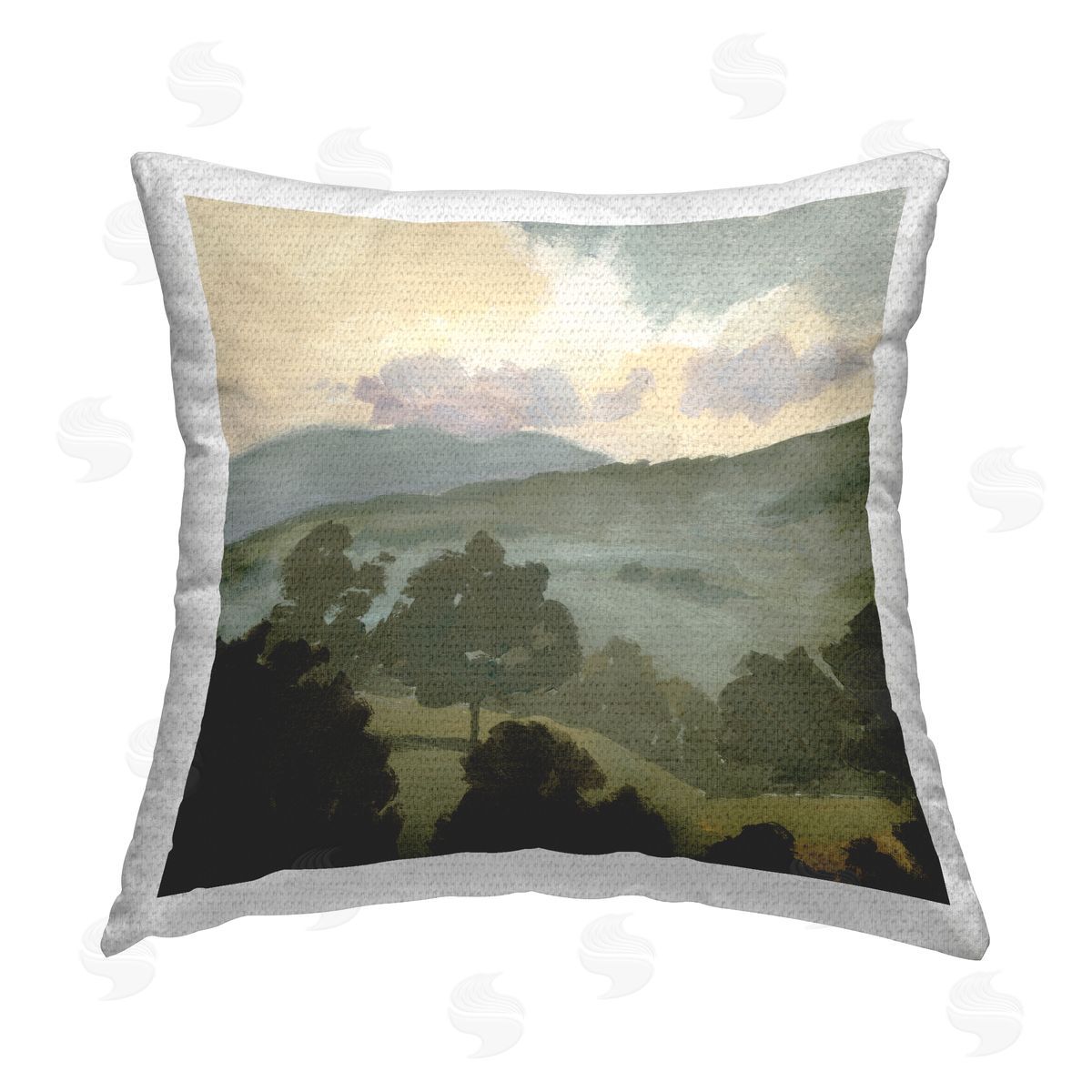 Green Countryside Landscape Outdoor Printed Pillow, Home Decor by Victoria Barnes