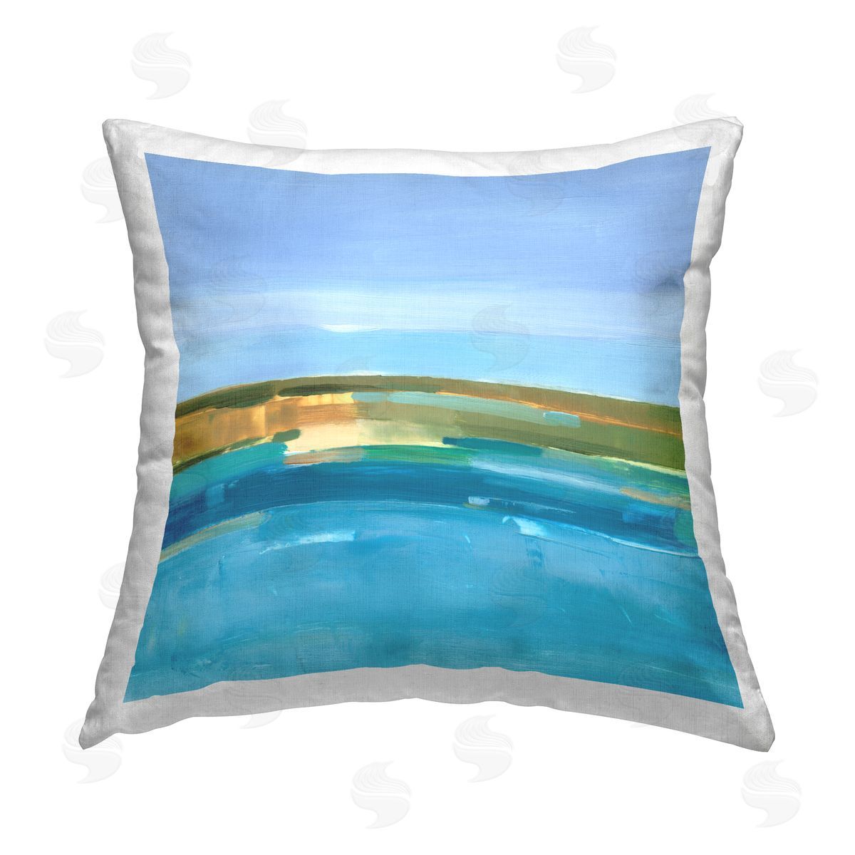 Abstract Blues Landscape Decorative Printed Pillow, Home Decor by Ethan Harper