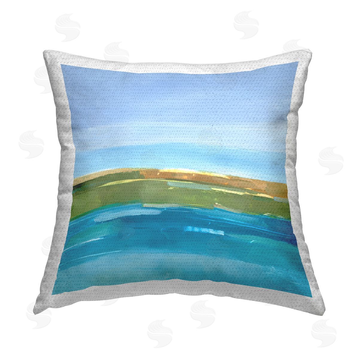 Modern Ocean Landscape Outdoor Printed Pillow, Home Decor by Ethan Harper