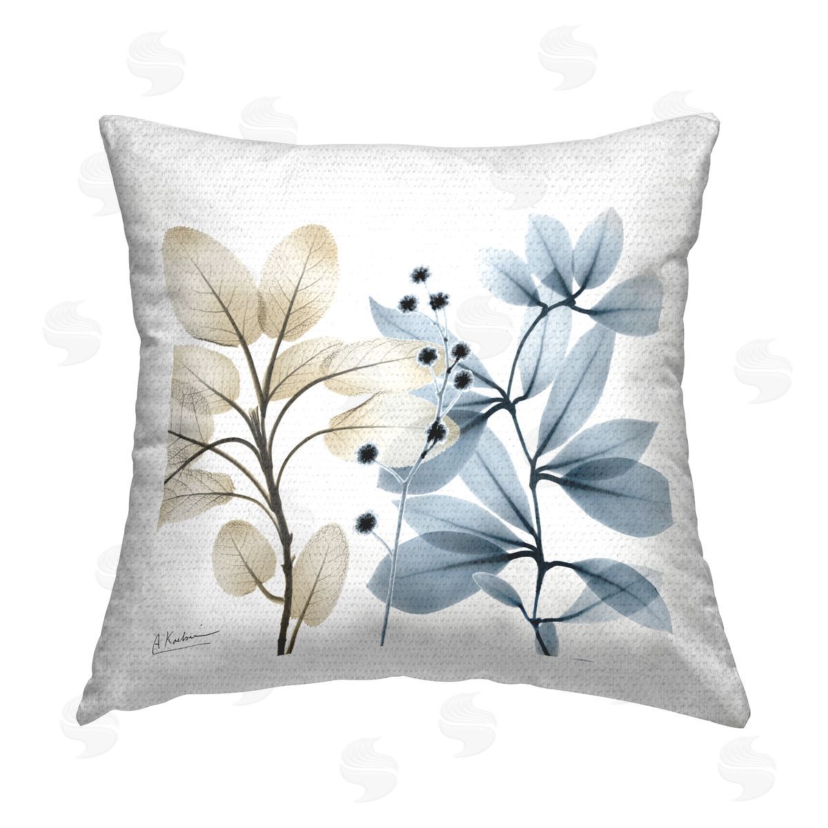 Contemporary Plant Sprigs Outdoor Printed Pillow, Home Decor by Albert Koetsier