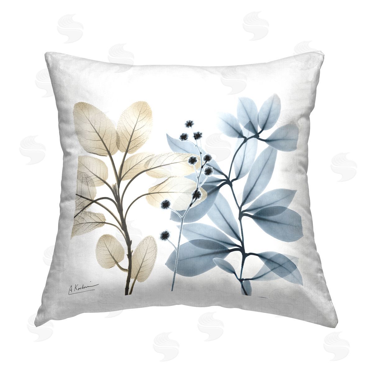 Contemporary Plant Sprigs Decorative Printed Pillow, Home Decor by Albert Koetsier