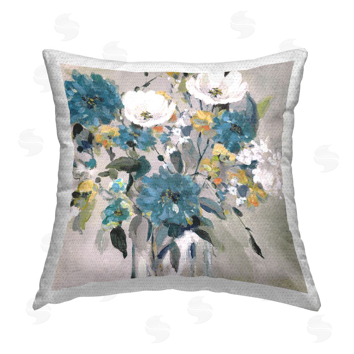 Blue & White Florals Outdoor Printed Pillow, Home Decor by Carol Robinson