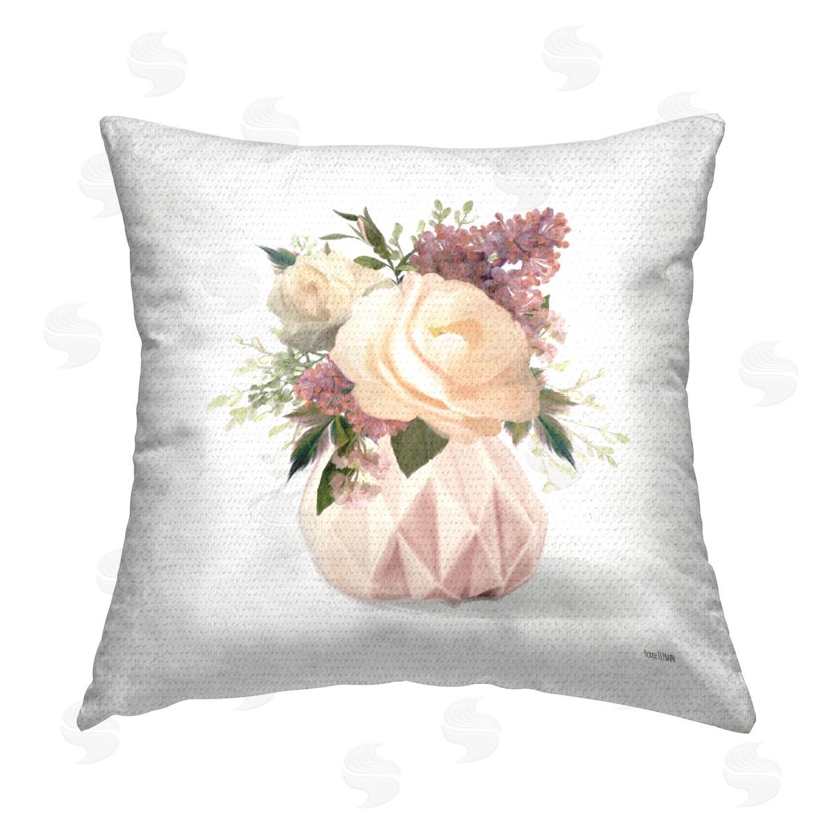 Pink Flower Bouquet Outdoor Printed Pillow, Home Decor by House Fenway