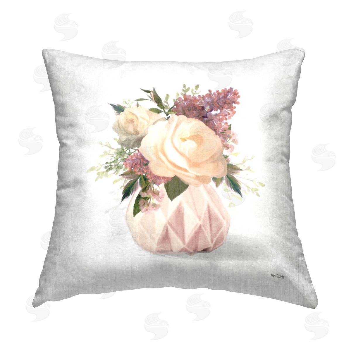 Pink Flower Bouquet Decorative Printed Pillow, Home Decor by House Fenway