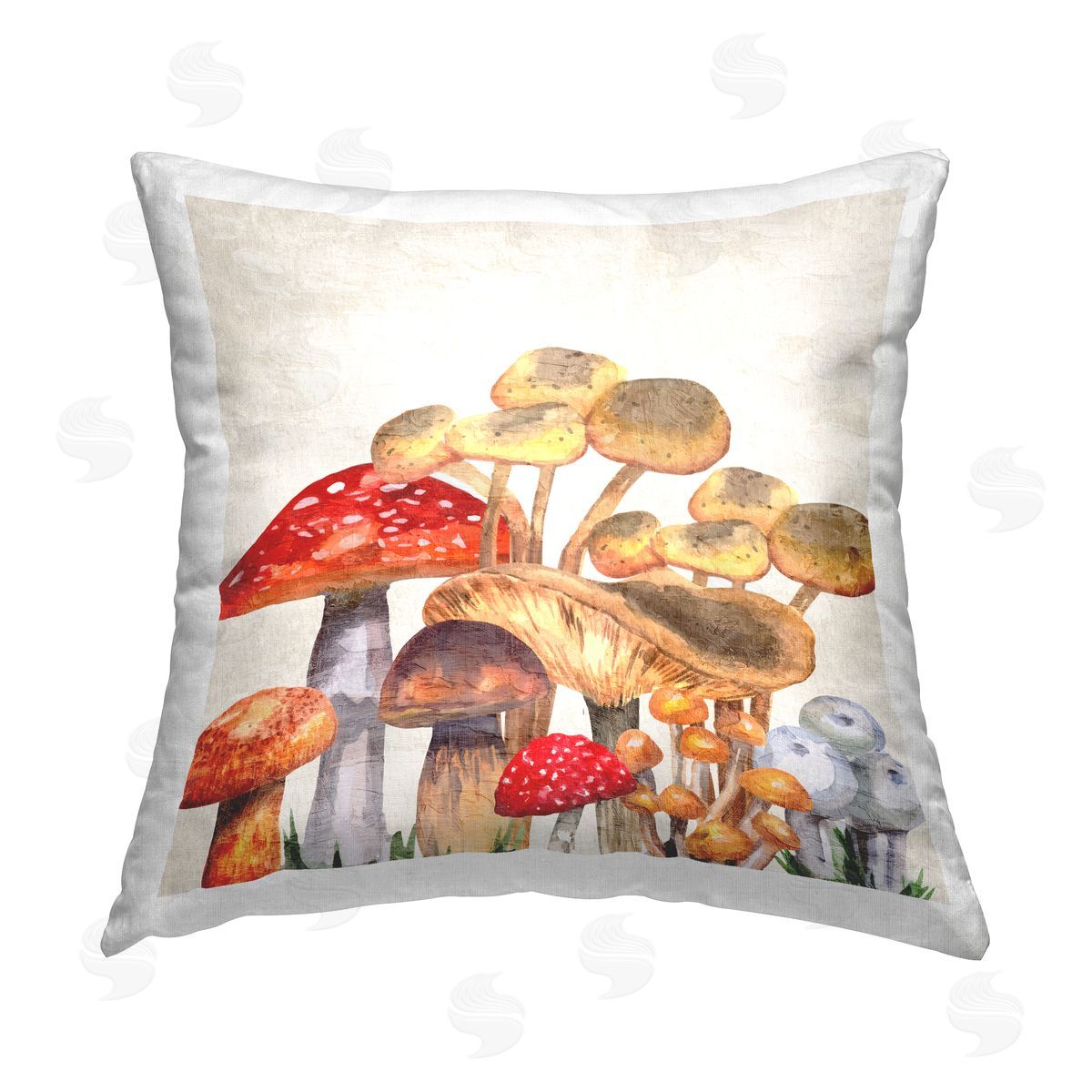 Mixed Woodland Mushrooms Decorative Printed Pillow, Home Decor by Kim Allen