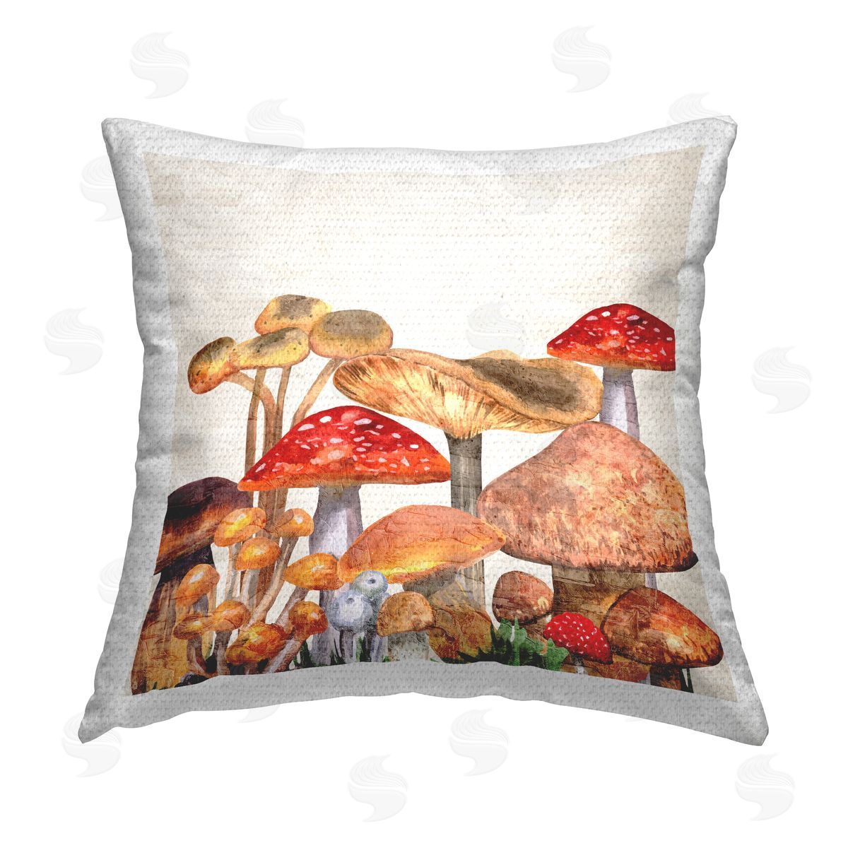 Various Mushroom Plants Outdoor Printed Pillow, Home Decor by Kim Allen